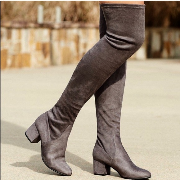 Steve Madden Shoes - Steve Madden Isaac Gray Over the Knee Vegan Boot